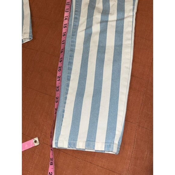Good American Good Legs Crop Blue/White Stripe Skinny Jeans 12/31 Womens - Picture 8 of 10